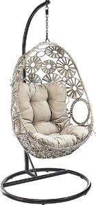 Kobolo cesto sospeso FLOWER con telaio Relaxzone polyrattan grigio screziato - altalena a sacco altalena a poltroncina amaca altalena a poltroncina