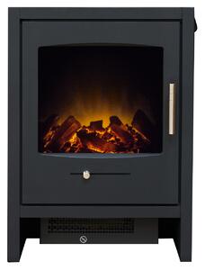 Adam Bergen caminetto elettrico in colore antracite, autoportante, dimensioni 56 cm x 40 cm x 30,1 cm, effetto fiamma LED