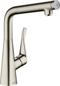 Hansgrohe Metris miscelatore per lavello Select bocca girevole look acciaio inox