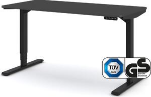 ASSMANN Scrivania regolabile elettricamente in altezza Y-Line Curved Antracite Nero, 140x70cm, funzione memoria, doppio motore