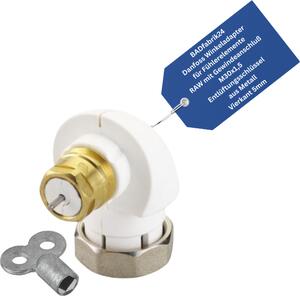 BADfabrik24 Adattatore angolare Danfoss per elementi sensore RAW con attacco filettato M30x1,5 + chiave di spurgo in metallo, quadro 5mm 1 pezzo