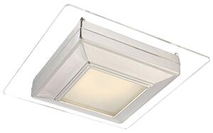 Lampada da soffitto a LED, cromata, riflettente, quadrata, con finitura satinata