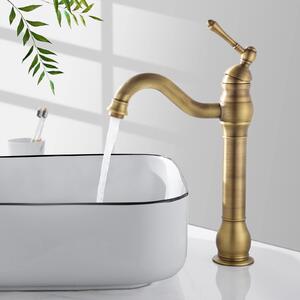 Rubinetto per lavabo miscelatore bagno - Monocomando - Oro spazzolato - Bocca girevole 360° - Aeratore risparmio idrico
