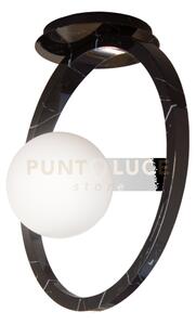 Dea-pl lampada da soffitto 1 luce effetto marmo nero e vetro stinat