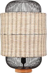 BELIANI Lampada da tavolo naturale e nera in rattan naturale con paralume a gabbia in metallo base notte soggiorno camera da letto illuminazione