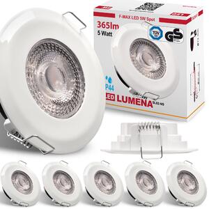 6x LED faretto da incasso per bagno ultrapiatto 5 watt bianco 230V rotondo bianco caldo Faretto da soffitto IP44 Faretto da soffitto Lumena SL82-NS