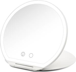 Girmi Specchio trucco tondo pieghevole ultraslim con luce LED 3 colori e touchscreen