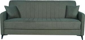 Divano trasformabile - 3 posti - ENZO - tessuto verde scuro - 2 cuscini - contenitore - 211 x 92 x 98 cm
