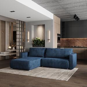 Divano angolare Masseno TURIN P con funzione letto a L, divano con box letto, divano da salotto, divano, divano, divano letto, set di divani - blu, POSO 05
