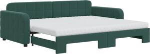VidaXL Divano letto estraibile con materasso Verde scuro 90x200 cm Velluto