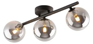 Lampada da soffitto in vetro fumé metallo G9 nero grafite a 3 luci allungate moderne