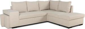 CASAPY MITCHELL: Divano angolare modulare beige, reversibile, con funzione letto e spazio contenitivo, 4 posti, rivestito in poliestere, superficie di riposo 140x200 cm, dimensioni totali 247x91x205 cm