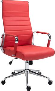 Sedia da ufficio esclusiva, seduta ergonomica, pelle bovina di alta qualità, meccanismo girevole | Colore: rosso