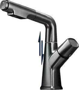 Rubinetto per lavabo, acciaio inossidabile, nucleo in Vetroceramica, grigio militare