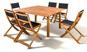 Set da giardino TOSCANA - Tavolo allungabile + 6 sedie pieghevoli - Legno di acacia - 6 posti - Bocarnea