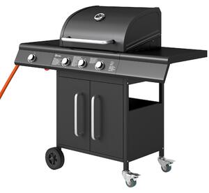 Outsunny barbecue a gas 12,2 KW 3+1 bruciatori BBQ carrello per barbecue in acciaio inox con rullo