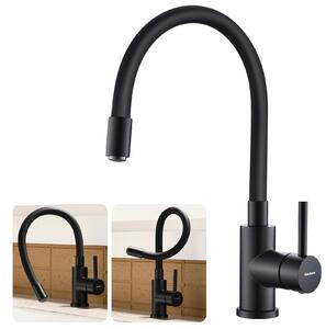 Miscelatore da cucina - Miscelatore monocomando - Nero - Acciaio inossidabile - Rotazione 360° - Doccetta estraibile flessibile
