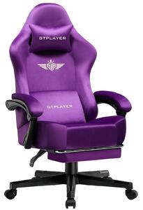 GTPLAYER sedia da gioco Poltrona da gioco ergonomica Sedia da scrivania Sedia da ufficio con superficie in tessuto Cuscino di seduta a molla, braccioli di collegamento, con poggiapiedi