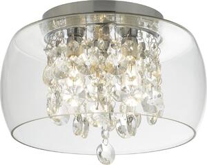 Plafoniera metallo vetro tondo D: 28 cm IP44 cromo G9 Plafoniera a 3 luci in cristallo classico