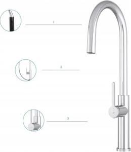 Rubinetto da cucina, 54 cm, cromo, 360°, bocca girevole, Pedro