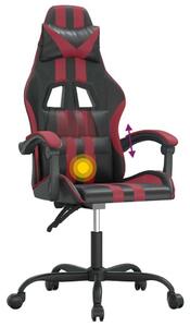 Sedia da Gaming Girevole Nero e Rosso Vino in Pelle finta