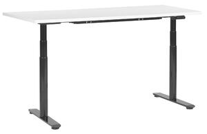 BELIANI Scrivania regolabile in altezza, piano bianco, struttura in acciaio nero, 160 x 72 cm, regolazione elettrica dell'altezza, per uffici moderni