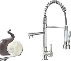 Miscelatore per lavello, bocca estraibile, acqua calda e fredda, nichel spazzolato