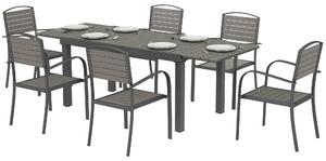 Set di mobili da giardino Outsunny, composto da un tavolo allungabile e 6 sedie