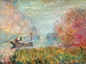 Monet, Claude - Stampa artistica The Boat Studio on the Seine 1875, (40 x 30 cm)