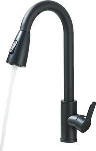 Rubinetto da cucina, ugello spray estraibile, rotazione a 360 gradi, nero opaco P