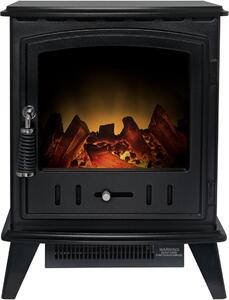 Caminetto elettrico Adam Aviemore in colore nero, autoportante, dimensioni 54,5 cm x 41 cm x 30,5 cm, potenza termica 0,9 – 1,8 kW, effetto fiamma LED