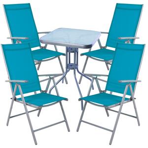 Set da bistrot, 5 pezzi, grigio argento / petrolio