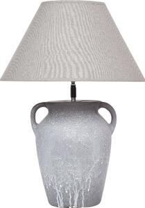 BELIANI Lampada da tavolo base in Vetroceramica grigia paralume regolabile in lino design moderno e minimalista soggiorno camera da letto