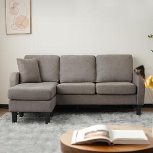 Divano angolare a forma di L con chaise longue, dimensioni 166x118x77 cm, divano a 3 posti con struttura modulare e tessuto in cotone e lino, ideale per soggiorno, appartamento o ufficio