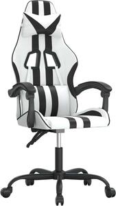 Sedia da Gaming Girevole Bianco e Nero in Pelle finta