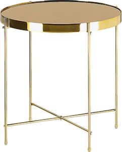 BELIANI Tavolo pieghevole in metallo vetro oro e marrone dorato rotondo ø 40 cm classico elegante multifunzionale soggiorno