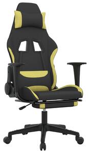 Sedia da gaming vidaXL con funzione massaggio e poggiapiedi, in tessuto nero e verde chiaro