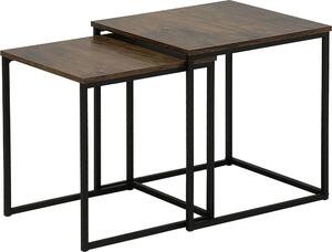 BELIANI Set di 2 tavolini da caffè in legno scuro struttura in metallo nero stile industriale soggiorno