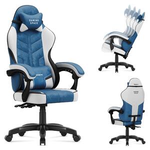 Sedia da gioco Huzaro Force 2.7 Blue - sedia ergonomica girevole in velluto con schienale regolabile, cuscino lombare e poggiatesta, fino a 140 kg