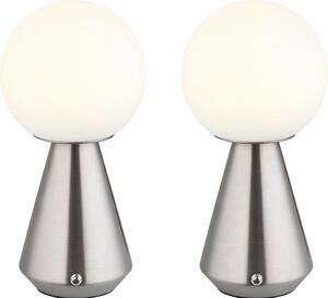 2x lampada da tavolo a LED, argento, touch, dimmerabile, H 23,5 cm