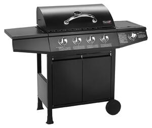 Barbecue a gas Griglia su ruote Basic 4+1 - Acciaio inossidabile - 126 x 103 x 50 cm - Con bruciatore laterale e termometro - Per terrazzo e giardino