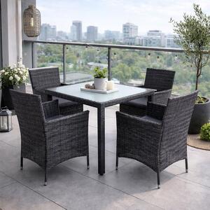 Gruppo di sedute in polyrattan Set di mobili da giardino in rattan Gruppo da pranzo grigio antracite