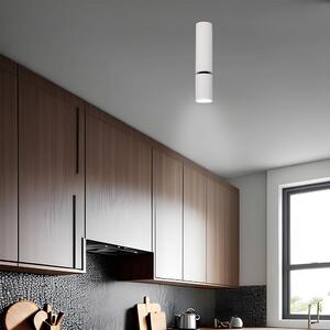 Lampada da soffitto a LED, alluminio, bianca, con faretti orientabili, altezza 23 cm