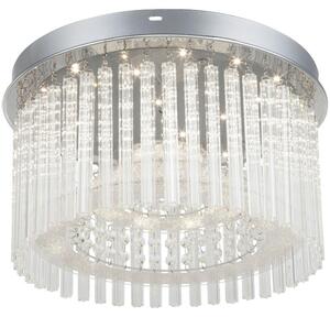 Plafoniera LED, aste in vetro, cromo, diametro 37 cm