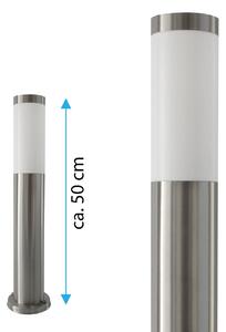 Moderna lampada da giardino in acciaio inox da 50 cm - elegante lampada da giardino con attacco E27 - bitta luminosa resistente alle intemperie IP44 per sentieri e vialetti | 232-500