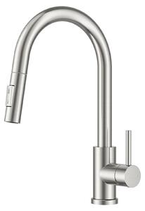 Rubinetto da cucina estraibile - Girevole 360° - Acciaio inossidabile - Bocca alta - Doppia modalità getto