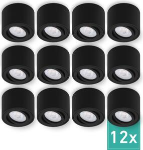 Set di 12 faretti da superficie Oktaplex in alluminio piatti e inclinabili incl. modulo LED 4000K bianco neutro - faretto da superficie nero