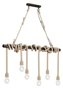 Lampada a sospensione Lindby Hajo, 100 cm, sei luci, cavo in corda