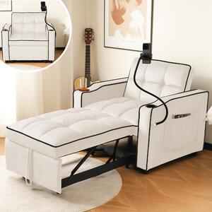 Divano letto estraibile, dimensioni 83x167x76 cm, poltrona 3 in 1 con funzione letto, divano reclinabile regolabile con portabicchieri, ideale per piccoli spazi