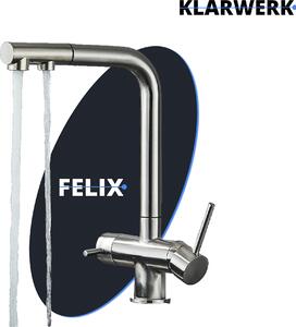 Felix | rubinetto estraibile a 3 vie in acciaio inox di prima qualità | rubinetto da cucina ad osmosi in argento cromato | rubinetto - 360 gradi | filtro a 3 connessioni